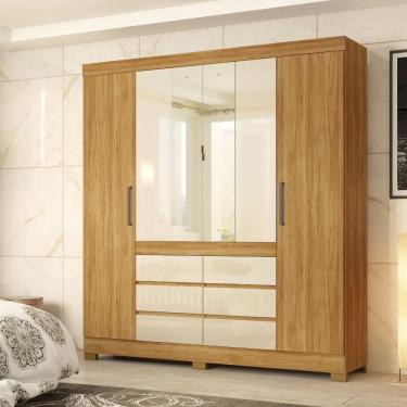Imagem de Guarda Roupa Casal com Espelho 4 Portas 6 Gavetas Cádis Demóbile
