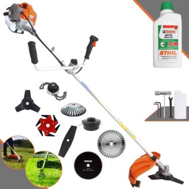 Imagem de Máquina de Corta Grama Vulcan VR430P À Gasolina 43cc 1,7HP 10000rpm Completa C/ Guidão Antivibração Carretel Nylon + 7 Opções de Corte + ÓLEO STIHL 2T