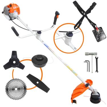 Imagem de Roçadeira Podador de Grama À Gasolina VR430-P 2T 43cc 1,7HP de Alta Performance Com Carretel e Faca 3 Pontas + EXTRA Faca 2 Pontas e Faca 40 Dentes