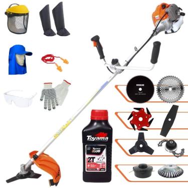 Imagem de Roçadeira Lateral Vulcan VR430-P À Gasolina 43cc 1,7HP Para Todos os Tipos de Trabalho Com Carretel + Kit de 7 Opções de Cortes + EPI + ÓLEO TOYAMA