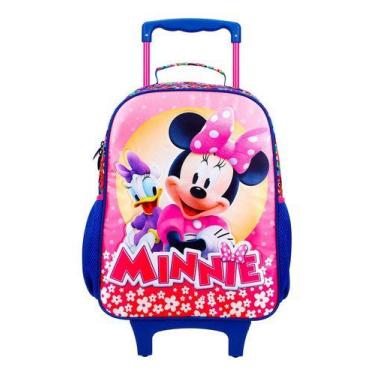 Imagem de Mochila Escolar Disney Minnie Meninas Rodinhas Rosa Grande - Xeryus