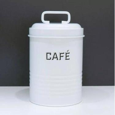 Imagem de Lata de Café 500g Branca Grão Ou Pó Porta Mantimentos - Mai Home