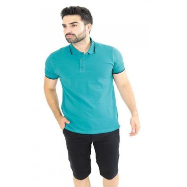 Imagem de Camiseta Masculina Gola Polo Verde Piquet Gold Algodão Com Elastano