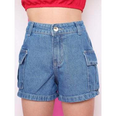 Imagem de Jeans feminino calça cargo e shorts cargo tendência juvenil infantil j