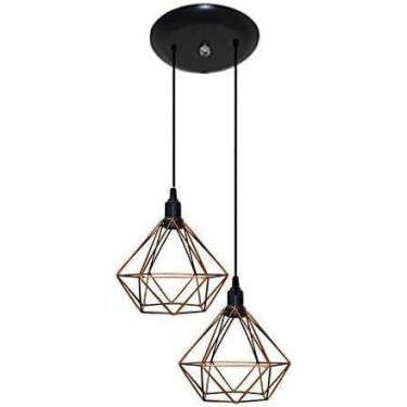 Imagem de Luminária Pendente Aramado Modelo Diamante Duplo 02 Juntos na mesma Ca