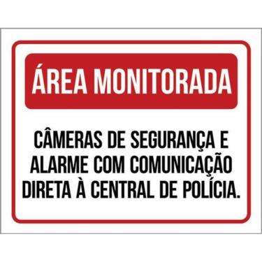 Imagem de Kit 3 Placas Área Monitorada Câmeras De Segurança E Alarme