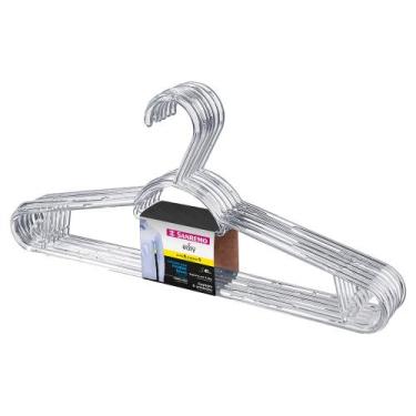 Imagem de Cabide Plástico Multifuncional Transparente 41cm Sanremo 6 Un