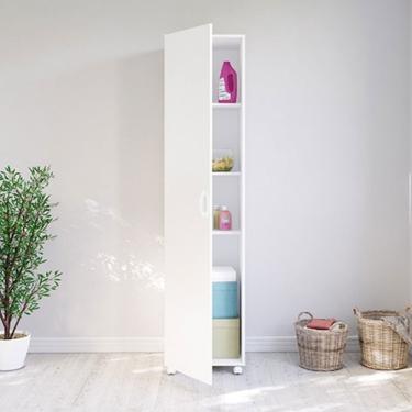 Imagem de Armário Multiuso 1 Porta 3019 Politorno - Branco Fosco/Branco Brilho