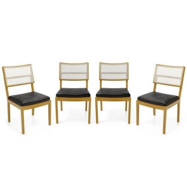 Imagem de Kit Com 4 Cadeiras Milena Madeira Maciça Assentos Estofados Encostos D