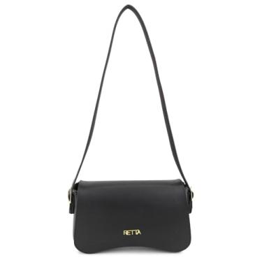 Imagem de Bolsa Feminina de Ombro Estruturada Elegante com Alça Regulável e Fecho Magnético (Preta)