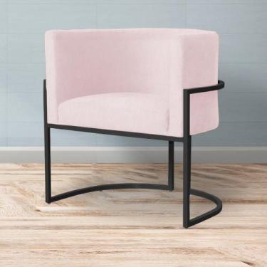 Imagem de Poltrona Decorativa Escritório Luna Suede Base Preta - Straso Móveis, 