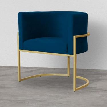 Imagem de Poltrona Decorativa Escritório Luna Veludo Base Dourada - Straso Móvei