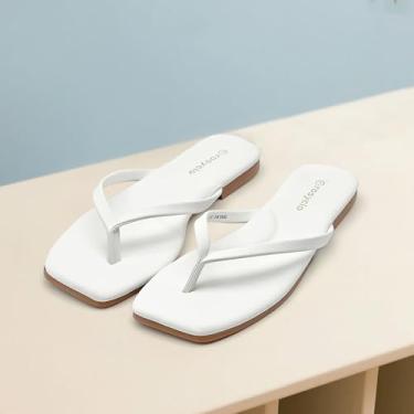 Imagem de Chinelo feminino, bico quadrado, espuma viscoelástica, suporte de arco, sandálias de verão para mulheres 2025, tendência de couro vegano, leve, macio, confortável, nuvem, chinelos femininos essenciais