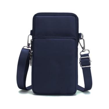 Imagem de Bolsas transversais para mulheres - Mini bolsas de telefone com alça transversal e carteira - Bolsa de braço de nylon para mulheres e homens, Azul escuro, Mini, Bolsas transversais femininas bolsa de