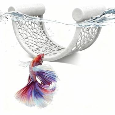 Imagem de CPLIKE Rede de peixe de mármore Betta - Plataforma flutuante de descanso para bettas, camarões e nano peixes - Decoração elegante de aquário, poleiro com aparência de pedra natural para pequenos