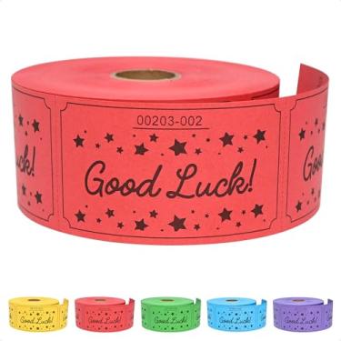 Imagem de 500 bilhetes de sorteio vermelho, cartões de sorteio de boa sorte, formulário de inscrição com nome, telefone e e-mail para sorteio, eventos, entrada, recompensa de classe e prêmio de porta - 5 opções