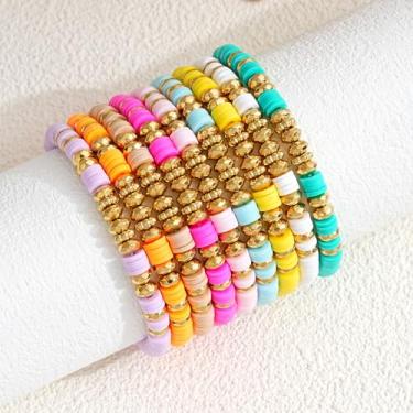 Imagem de Conjunto de pulseiras Boho com várias camadas de contas coloridas e ajustáveis empilháveis para mulheres, joias de presente, Medium, Miçanga, Sem Pedra Preciosa