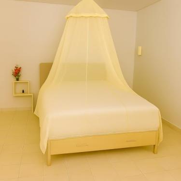 Imagem de Mosquiteiro Teto Rendado Resistente com Elástico Para Cama Casal Box Queen Solteiro 8m x 2,45m(Bege,Casal)