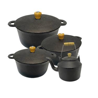 Imagem de Jogo de Caçarola Ferro Chaleira Panela Mineira Antiga Nº 5