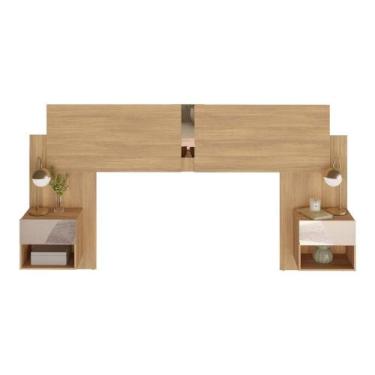 Imagem de Cabeceira Casal/queen Com Espelhos E 2 Mesas De Cabeceira 232cm Multim