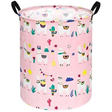 Imagem de ACMUUNI Cesta de roupa infantil redonda de 50 cm, cesta de presente, cesto de roupa suja, cesto de roupa suja, brinquedos de bebê, cesto de armazenamento para decoração de quarto de crianças (Alpaca)