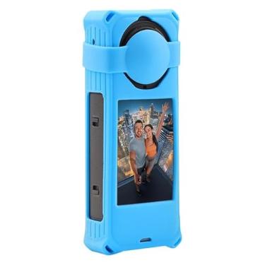 Imagem de Capa protetora de silicone para Insta360 X5 com capa de lente (azul)