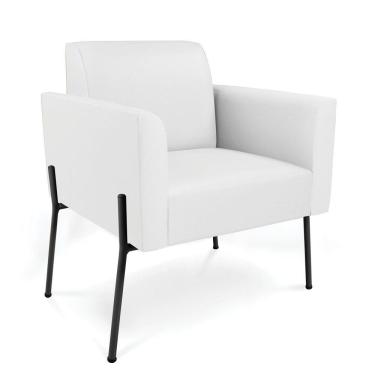 Imagem de Poltrona Pé De Ferro Preto Kit 2 Para Recepção Marisa Corino D03 - D'rossi Cor Branco