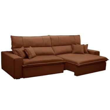 Imagem de Sofá Retrátil Reclinável Para Sala 4 Lugares 290cm Aisha F04 Veludo Terracota - Lyam Decor