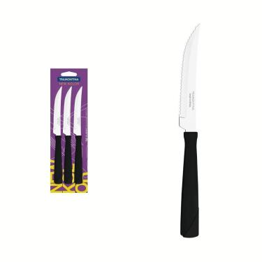 Imagem de Conjunto De Facas Para Churrasco Tramontina New Kolors Em Aço Inox E Cabo Preto 3 Peças Tramontina