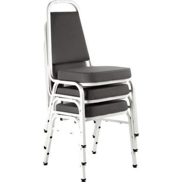 Imagem de Kit com 3 Cadeiras Empilháveis Linha Hotel Plus Cor Cinza