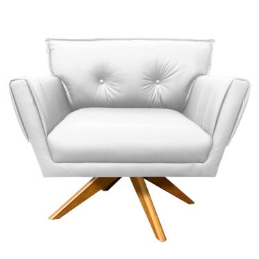 Imagem de Poltrona Decorativa Anitta Corino Branco Base Madeira MA30 D03 - D'Rossi