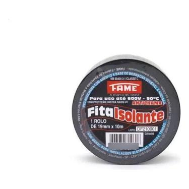 Imagem de Fita Isolante Anti Chama Fame 19mm X 10m Classe C, Preto