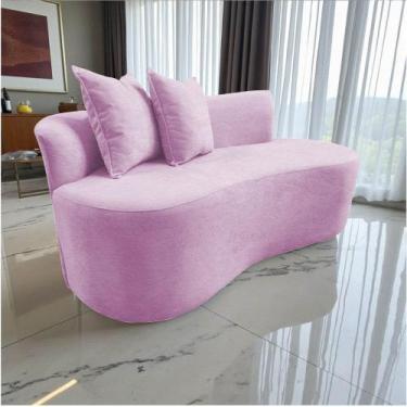Imagem de Namoradeira Sofá Feijão Hana Orgânica Couro Rosa Bebê - Mansão Decor
