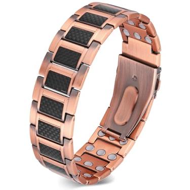 Imagem de Feraco Pulseira de cobre masculina de força 3X, pulseira magnética de terapia, joia de cobre com poderosos ímãs de 3800 gauss, 8.66 inches, Cobre, Sem Pedra Preciosa