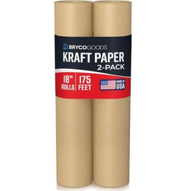 Imagem de Bryco Goods Pacote com rolo de papel kraft marrom de 2 a 45,7 cm x 5,334 cm (175 pés) para pintura, desenho, banner, quadro de avisos, papel de cavalete, cobertura de piso, embalagem, envio, embrulho