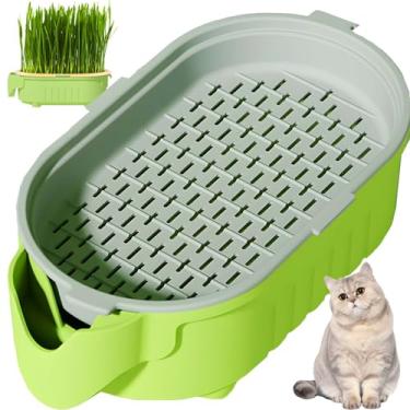 Imagem de Caixa de plantador de grama hidropônica de 3 níveis - ideal para gatos internos, sem sementes ou erva de gato incluídas