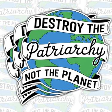 Imagem de Adesivo Destroy The Patriarchy Not The Planet com 3 peças, decalque de vinil ecológico feminista à prova d'água para laptop, garrafa de água, caderno, carro e capacete, presente para ativistas e