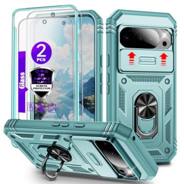 Imagem de YmhxcY Capa para Pixel 10 Pro XL com controle deslizante para câmera, 2 películas de vidro temperado, suporte de anel giratório de 360°, capa protetora de grau militar para Pixel 10 Pro XL 6,8