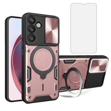 Imagem de Asuwish Capa de telefone para Samsung Galaxy S25 Plus S25+ 5G capa magnética para câmera deslizante com protetor de tela de vidro temperado e suporte de anel acessórios finos para celular S25Plus 25S