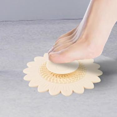 Imagem de 1 filtro de drenagem com design de flores - coletor de cabelo premium e protetor de chuveiro para evitar entupimentos, capa de ralo de piso de banheiro elegante para casa (branca)