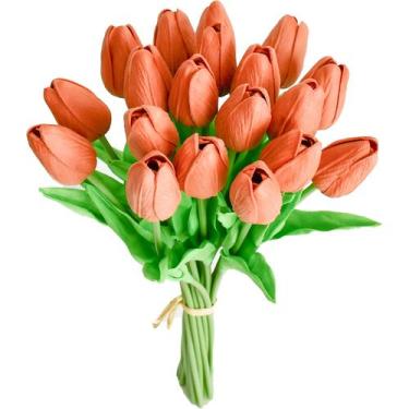 Imagem de Flores falsas de seda de tulipa artificial Mandy's Terracotta x20