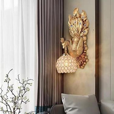 Imagem de Luminária de parede Pavão Criativa Europeia, Arte Contemporânea, Sala de Estar, Quarto, Escritório, Quarto Infantil, Hotel, Villa, Corredor, Luz Decorativa LED (Dourada)