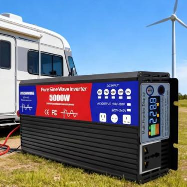 Imagem de 60V to 240V,Inversor de potência de 72V para 110V, 5000W, onda senoidal pura, conversor de 12V/24V/48V/60V/72V CC para 110V/240V CA, inversor de potência para carro, RV