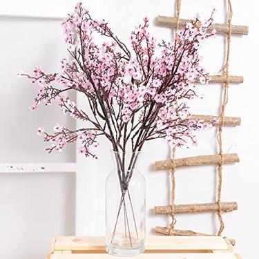 Imagem de 1 peça flor artificial de ramo único, planta falsa, colorida, faça você mesmo, outono, casa, casamento, decoração, artesanato, acessórios, 45 cm (rosa)