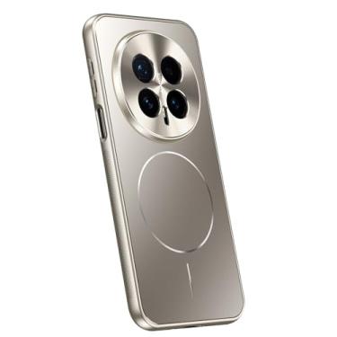 Imagem de POYUFRG Capa magnética para Honor Magic 8 Pro/Magic 8, capa de telefone fina galvanizada fosca capa de proteção de lente de metal com tudo incluído, cinza, 8 Pro