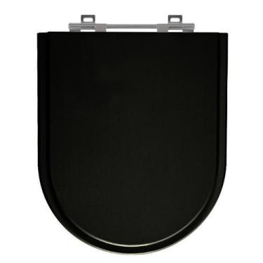 Imagem de Assento Sanitário Luna Preto Tampa para Vaso Icasa de Madeira Laqueada