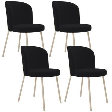 Imagem de Kit 04 Cadeiras Para Sala De Jantar Cozinha Estofada Gavi Arena L02 Suede Preto - Lyam Decor