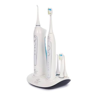 Imagem de ChargeWorx Conjunto combo ultra-sônico Altego, escova de dentes elétrica portátil e irrigador bucal de água, irrigador oral sem fio e kit dental recarregável com pontas extras