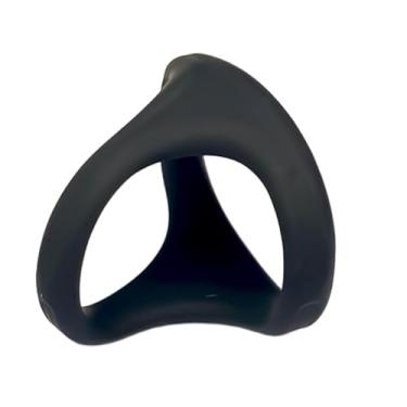 Imagem de Anel Peniano Triplo em Silicone Macio, Preto, Design Anatômico para Pênis e Testículos, Impermeável, Flexível, Retardante, Unitário
