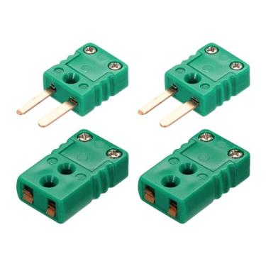 Imagem de Generic Conectores de fio termopar tipo R/S fêmea macho adaptador de alta temperatura 200°C (200.0 °C) para sensor de termopar sonda verde escuro, conjunto com 2